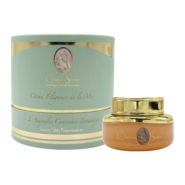 Créme Élégance de la Mer, a luxurious and nourishing day and night cream with a wonderful scent. Formulated with real caviar, its highly nourishing properties reduce fine lines and wrinkles, leaving skin with a beautiful, dewy complexion.