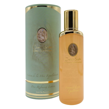 Lotion de la Mer Eqilibrante is a pore-refining lotion enriched with real caviar, designed to balance the pH level of the skin.