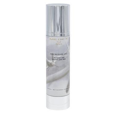 Nourepair Gel for Men is formulated for dehydrated, chapped, and coarse skin, offering extra care necessary to improve visible wrinkles, dark pouches, and coarse pores. 