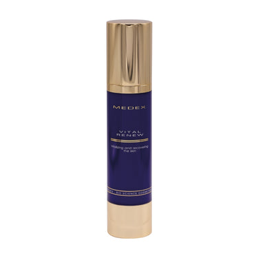 Vital Renew revitalizes, regenerates, and firms loose connective tissue of the skin, enriched with oils of St. John's wort and Aesculus Hippocastanum (Horse Chestnut) extract. Its formulation is suitable for aging, slackened skin, and massaging of scars.