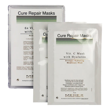 This Vitamin C and Hyaluron Mask supports collagen production to even skin tone and smooth texture. It soothes red, irritated, and sensitive skin while reducing redness and discoloration.